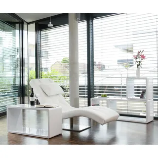 SalesFever Relaxliege Kunstleder 60 x 82 x 170 cm Weiß mit Nackenkissen