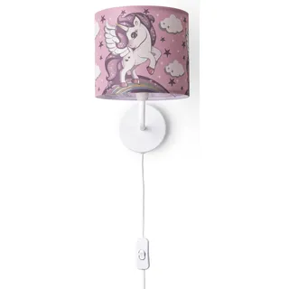 Paco Home Wandleuchte »Cosmo 213«, 1 flammig, Leuchtmittel E14   ohne Leuchtmittel, Kinderlampe Mit âˆ...18cm Einhorn Regenbogen Kabellänge 3m E14, weiß