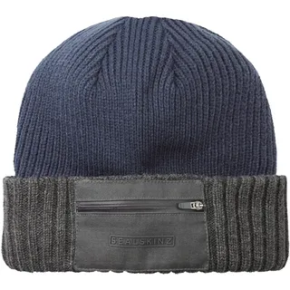 SealSkinz Colby wasserdichte Strickmütze für Kaltes Wetter mit Reißverschluss, Marineblau, L/XL