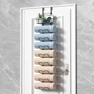 xstydes Handtuchhalter mit 9 Etagen für Badezimmer – Handtuchhalter zur Wandmontage mit Metallablage – gerollter Handtuch-Organizer zum Aufhängen an der Tür – Schwarz