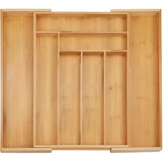 Relaxdays Besteckkasten ausziehbar Holz 5 x 32,5-52 x 45,5 cm Hellbraun