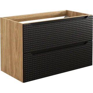Waschtischunterschrank 90 cm in Eiche mit schwarz, LONDON-56-BLACK - Schwarz