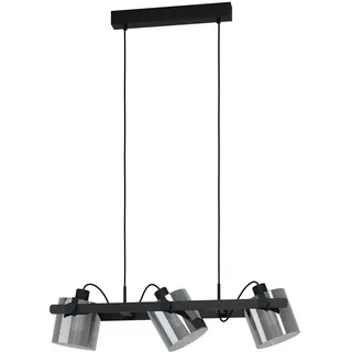 EGLO HORNWOOD 2, Festmontage, Schwarz, Stahl, Holz, Edelstahl, Glas, Stahl, Holz, Schwarz, Drinnen - Schwarz, Silber, Braun