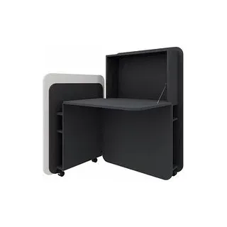 fm FLATup  Sekretär graphit/ diamantweiß rechteckig, schwarz 107,0 x 41,5 - 91,0 cm