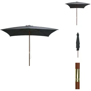 vidaXL Sonnenschirm mit Holz-Mast 200×300 cm Anthrazit - Sonnenschirme & Sonnenschutze - Grau