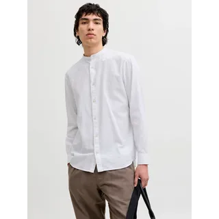 JACK & JONES Esummer Linen Blend Band Langarmhemd - White - S,