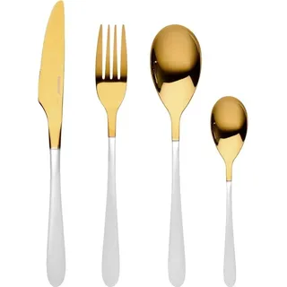 Besteckset Edelstahl 16-teilig Lisboa weiß/gold BERGNER BG-45150-WH - Weiß, Gold