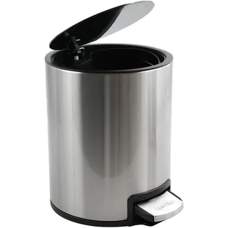Spirella Kosmetikeimer 3 Liter Edelstahl mit Absenkautomatik und Inneneimer "Riku" Badezimmer Mülleimer Softclose Abfalleimer silber