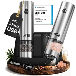 Lebenlang LBL9599 Salz-, Pfeffermühle Silber, Schwarz 1 St.