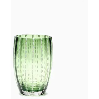 Zafferano Perle Glasbecher - Handgemachtes transparentes Buntglas, cl 32 h 109mm d 71mm - Set 6 Stück - Britisches Renngrün