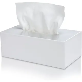 Handgefertigt Tücherbox Weiss aus Acryl 25×13×9cm Kosmetiktücherbox Rechteckige,Tissue Box für Esszimmer,Büro,Auto,Badezimmer (Weiß)
