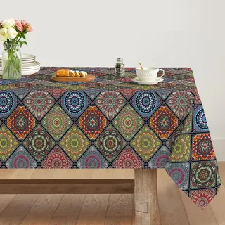 Artoid Mode Boho Vintage Geometrie Marokkanische Bunt Tischdecke 140x160 cm, Fleckschutz Tischwäsche Küche Dekoration Urlaub Party Dekor