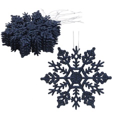 Christmas Concepts® Packung mit 12-10 cm Glitter Schneeflocke zum Aufhängen - Weihnachtsschmuck... (Mitternachtsblau)