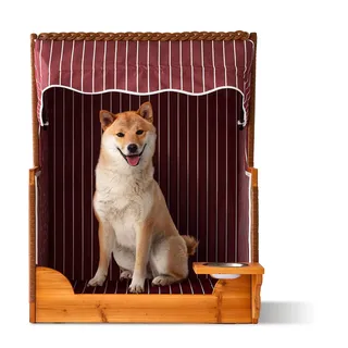 Relaxdays Hundestrandkorb 95 x 75 x 65 cm dunkelrot - Schwarz