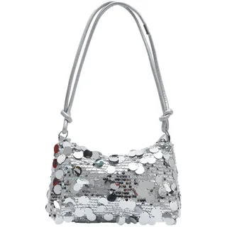 Uwiyo Damen Clutch Glitzer Pailletten, Damen Glitzer Tasche Schultertasche Elegante Abendtasche mit Reißverschluss Handtasche für Prom Hochzeit Party Bankett (Silber)