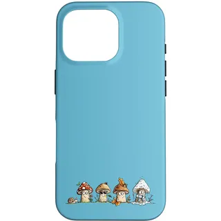 Hülle für iPhone 16 Pro Drollige Jahreszeiten Pilze Wald Natur Cartoon Fliegenpilz