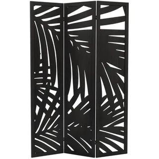 Ml-Design Paravent 3 teilig Sapporo 170x121 cm Schwarz aus Holz , Braun , Paulownia , 121x170x2 cm , Wohnzimmer, Raumteiler, Paravents