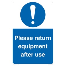 Schild mit Aufschrift "Please Return Equipment After Use", 200 x 300 mm, A4P