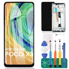 Für Xiaomi POCO X3 Bildschirm Ersatz LCD Display Für Xiaomi POCO X3 Pro Touchscreen M2102J20SG MZB07Z0IN Digitizer Reparatur Kits (Schwarz,Mit Rahmen)