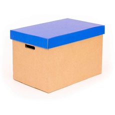 ONLY BOXES, Aufbewahrungsboxen mit Deckel blau matt, Umzugskartons und Aufbewahrungsboxen aus Karton mit Griffen, sehr stabiler Karton, 53,2 x 33,1 x 32,5 cm (L x B x H) in cm, 2 Stück