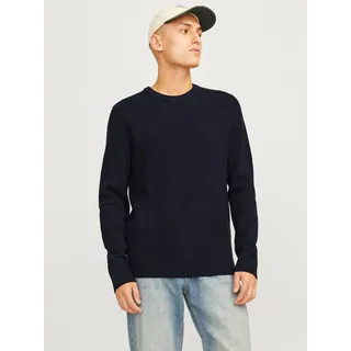 Jack & Jones Rundhalspullover »JJEPERFECT – Pullover mit pflegeleichter Qualität, Structure Fit« unifarben, modisch, regular fit, Strick, Rundhals, blau