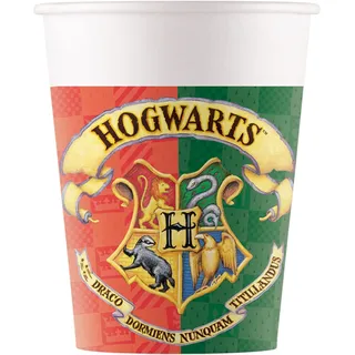 Procos 93506 - Party-Becher Harry Potter, max. Füllmenge 200 ml, 8 Stück, Einwegbecher aus Papier, Kindergeburtstag, Party-Geschirr, FSC® Mix