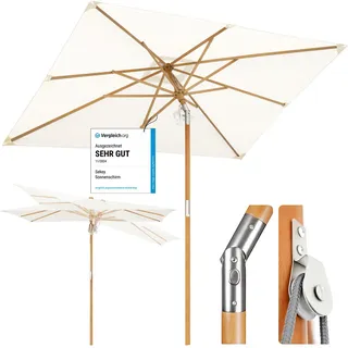 Sekey Sonneschirm 200 x 300 cm Holz-Sonnenschirm Marktschirm Gartenschirm Terrassenschirm UV50+