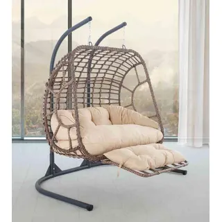 Hängekorb Schaukel Gartensessel Hängesessel Hängeschaukel Sessel Hängestuhl JVmoebel - Beige