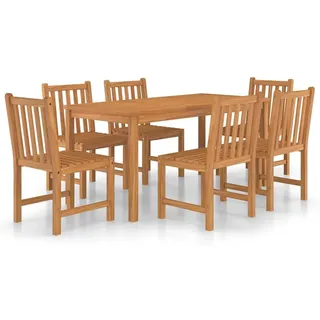 vidaXL 7-teiliges Garten-Ess-Set 160 x 80 cm Massivholz Teak - Braun