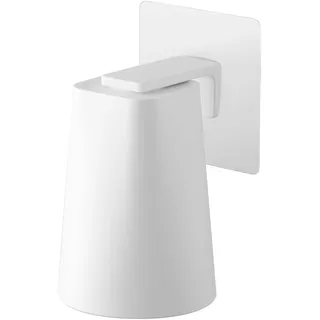 Yamazaki 5487 Tower Klebehaken mit Becher, Weiß, Tasse : ABS-Harz/Magnet Klebehaken : ABS-Harz/Silikon/Polycarbonat/PET/Polyurethan, Minimalistisches Design, 7 x 7 x 9,5 (Tumbler) cm (LxBxH)
