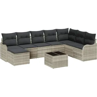 vidaXL Gartensofa-set 9 stk. Hellgrau Poly-Rattan - Hellgrau