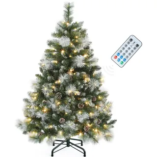 YITAHOME 140cm künstlicher Weihnachtsbaum »Scotch Pine« mit Fernbedienung – vorgeleuchteter Baum mit Zapfen, Nadeln und warmweißer/mehrfarbiger LED-Farbwechselbeleuchtung für Wohnzimmer & Büro