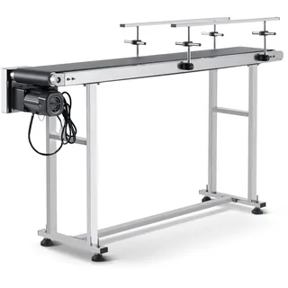 Vevor Bandförderer 1498,6x198,1mm Fördertisch Hochleistungs-Edelstahl-Motorbandförderer für Tintenstrahl-Codierungsanwendungen angetriebenes PVC-Band einstellbare Geschwindigkeit (doppelte Leitplanke)