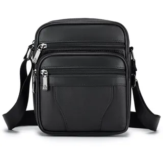 BAGZY Umhängetasche Herren Klein Leder Vintage Schultertasche Herrenhandtasche Umhängetaschen für Männer Herrentasche Zum Umhängen Handtasche Crossbody Sling Bag für Messenger Brustbeutel Schwarz