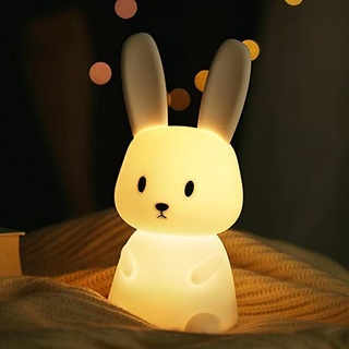 ZKLiLi Cute Bunny Kids Night Light, Nachtlichter für Kinderzimmer Geburtstagsgeschenke Kawaii Teen Night Lamp Wiederaufladbar Kleinkind Baby Kinderzimmer Nachtlicht Portable Silikon Tier Kinder Lampe