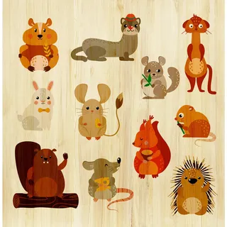 Babywanddeko , Multicolor , Holz , Birke , 40x40x3 cm , Babymöbel & Kindermöbel, Babyzimmer, Kinderzimmer Deko