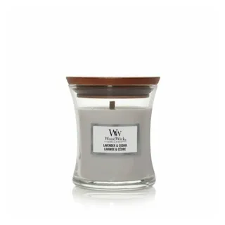 Woodwick Mini Hourglass Lavender & Cedar Duftkerze 85 g grau