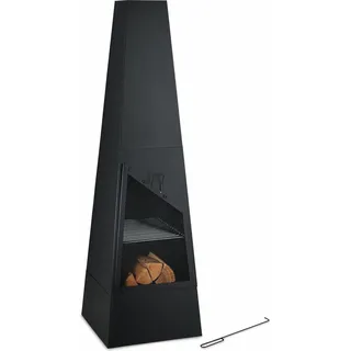 Relaxdays Gartenkamin mit Grillfunktion - Schwarz