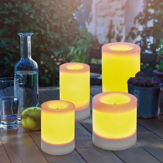 esotec Solar Leuchtkerzen Candela 4er SET LED-Kerzen wetterfest outdoor 102235 - Gelb, Weiß