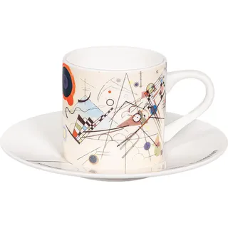 tea4chill Könitz Espresso Tasse Kandinsky Komposition 8. Kaffeetasse 65ml aus Fine Bone China Porzellan. Espressotasse modern, bunt - Bunt