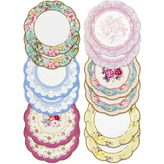 Talking Tables Pack of 12-Size 18cm, 7" Tea Vintage Floral Paper Small | Truly Scrumptious Plates | for Birthday Party, Baby Shower, Wedding and Anniversary |, Pappe, mehrfarben, 7 inches inches, 12