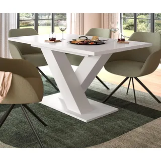 Esstisch "Home-X" weiß, Esszimmertisch ausziehbar 150 - 190 cm, bis 8 Personen - Weiß