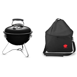 Weber 1111004 Smokey Joe Original, Holzkohlegrill, 37 cm, schwarz, für unterwegs, tragbar + Premium Tragetasche für tragbaren Holzkohlegrill Smokey Joe, schwarz, 39,4 x 33,5 x 5,6 cm