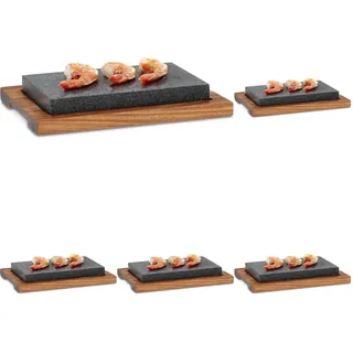 kela Heißer Stein mit Servierplatte COUNTRY, Steingrill, Granit-Steakbrett, Hot Stone Grill für 1-2 Personen, 24 x 16 x 4 cm (Packung mit 5)
