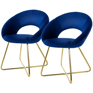 ML-Design Esszimmerstuhl Samt blau 2er Set