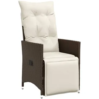 vidaXL Gartensessel Verstellbar mit Kissen Braun Poly Rattan - Braun