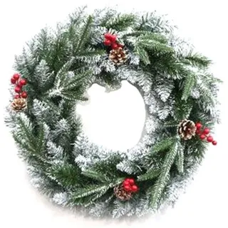 Garland Pino Grün Schnee 50CM Beeren Tannenzapfen Kranz Dekorationen Weihnachten