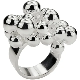 SILBERMOOS Damen Ring Designring mit beweglichen Kugeln Kugelring opulent extravagant 925 Sterling Silber, Größe:60