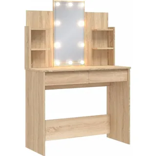 vidaXL Schminktisch mit LED-Leuchten Sonoma-Eiche 96x40x142 cm - Braun