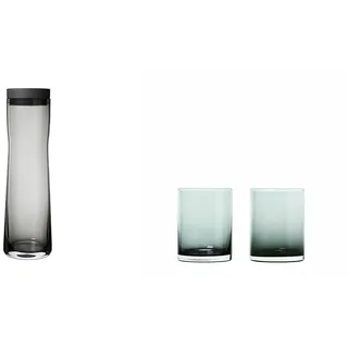 Blomus -SPLASH- Wasserkaraffe aus Rauchglas, rauch/dunkelgrau & 63914 MERA Trinkgläser, Glas, Smoke, 2 Stück (1er Pack)